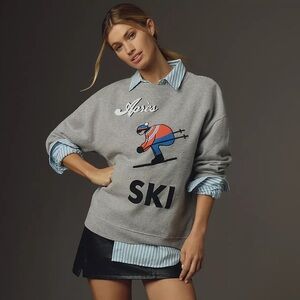KULE The Oversized Apres Ski Logo Pullover Grey Sweatshirt